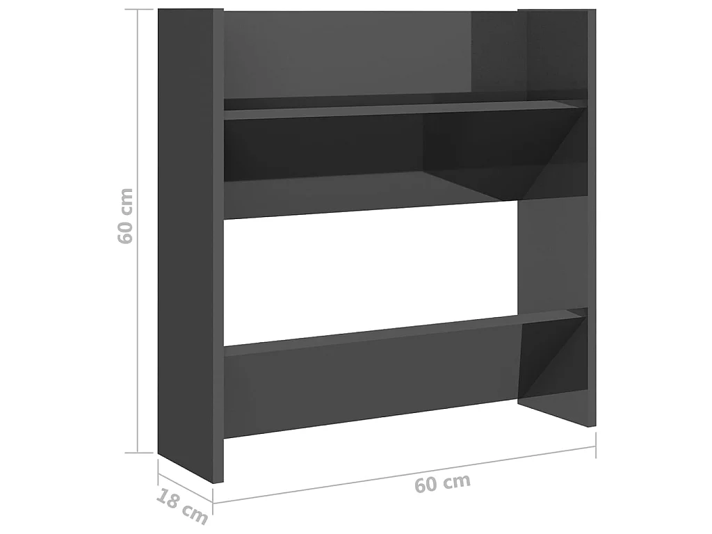 Armoire à chaussures murale Gris brillant 60x18x60