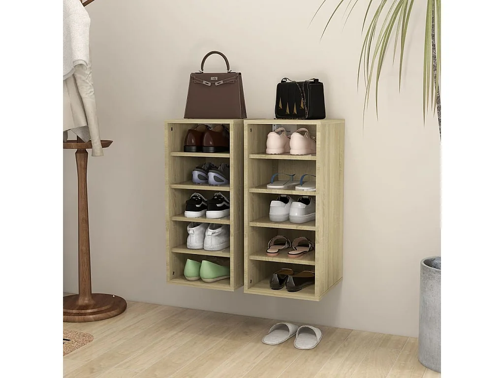 Armoires à chaussures 2 pcs Chêne Sonoma 31,5x35x70