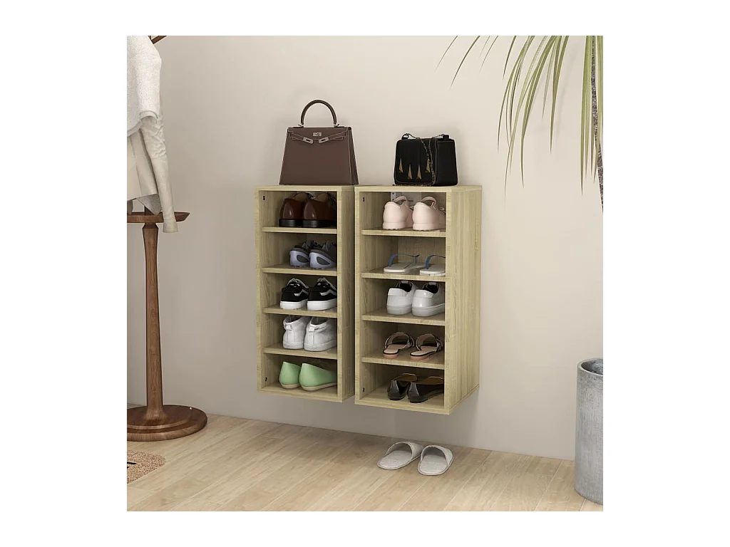 Armoires à chaussures 2 pcs Chêne Sonoma 31,5x35x70