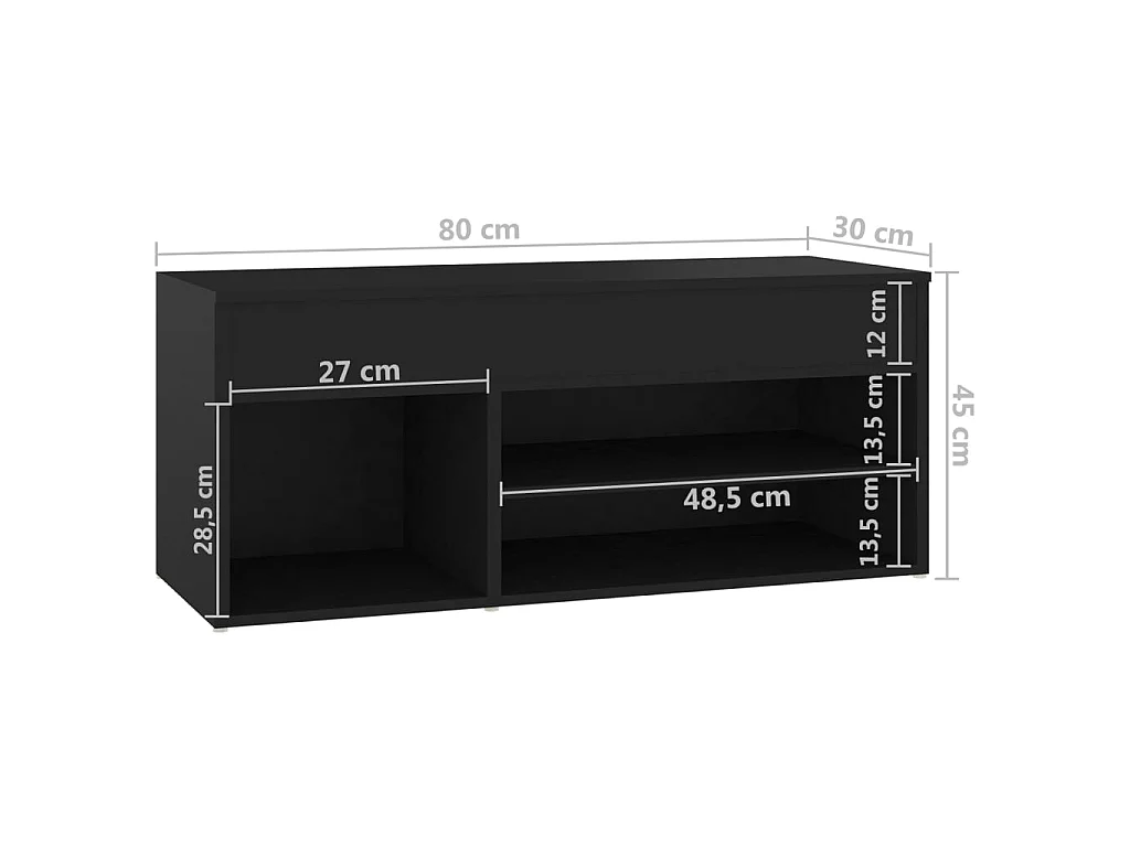 Banc à chaussures Noir 80x30x45