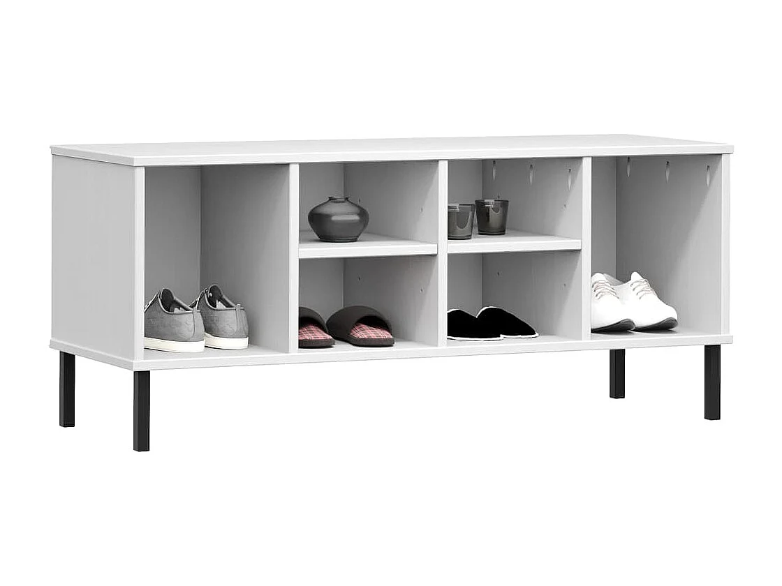 Étagère à chaussures pieds en métal Blanc 106x35x45 Bois OSLO