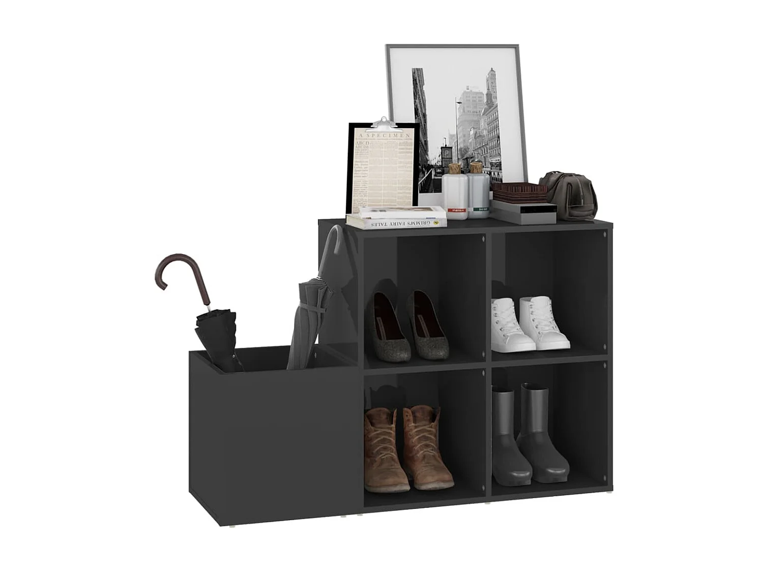 Armoire à chaussures Gris brillant 105x35,5x70