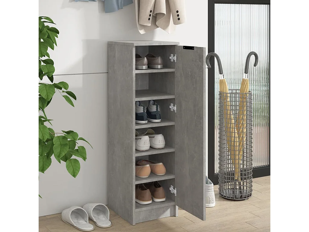 Armoire à chaussures Gris béton 30x35x100 Bois d'ingénierie