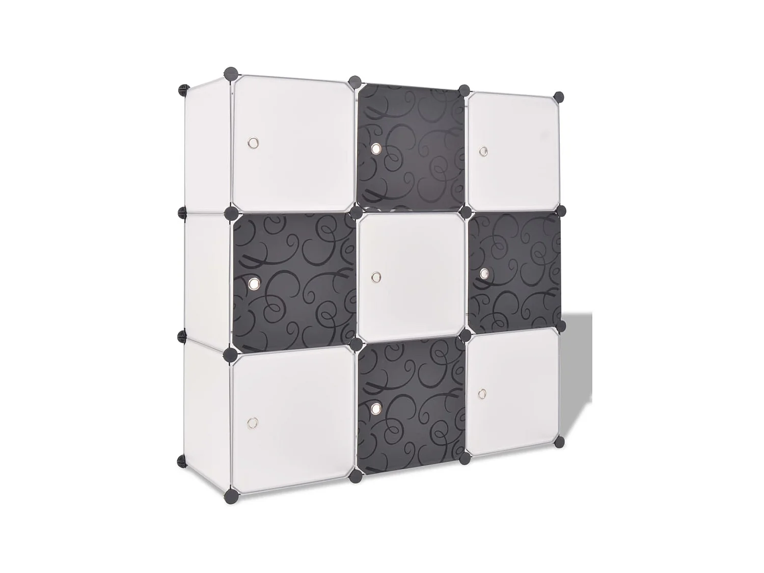Organisateur de rangement cube avec 9 compartiments Noir-Blanc