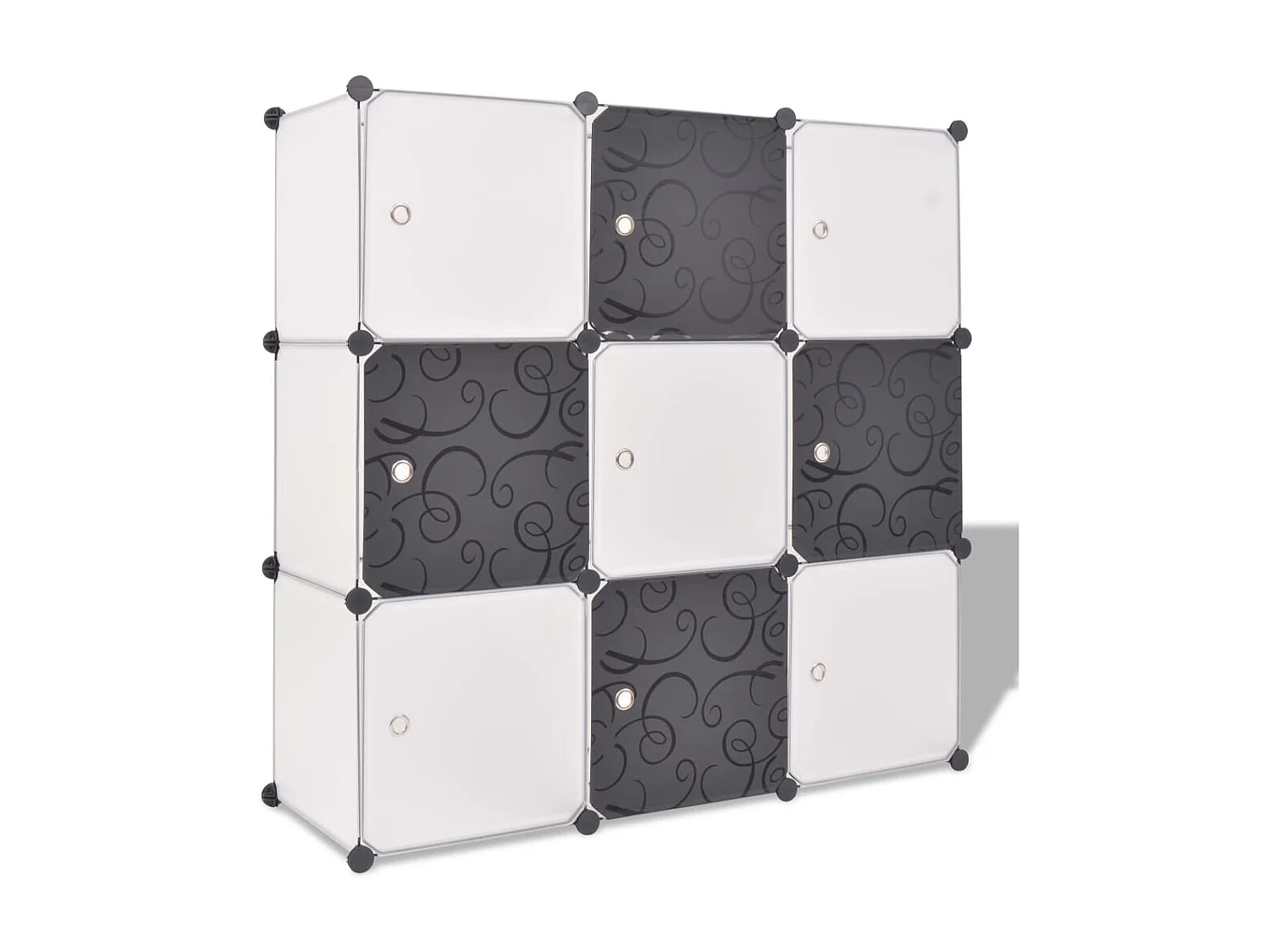 Organisateur de rangement cube avec 9 compartiments Noir-Blanc