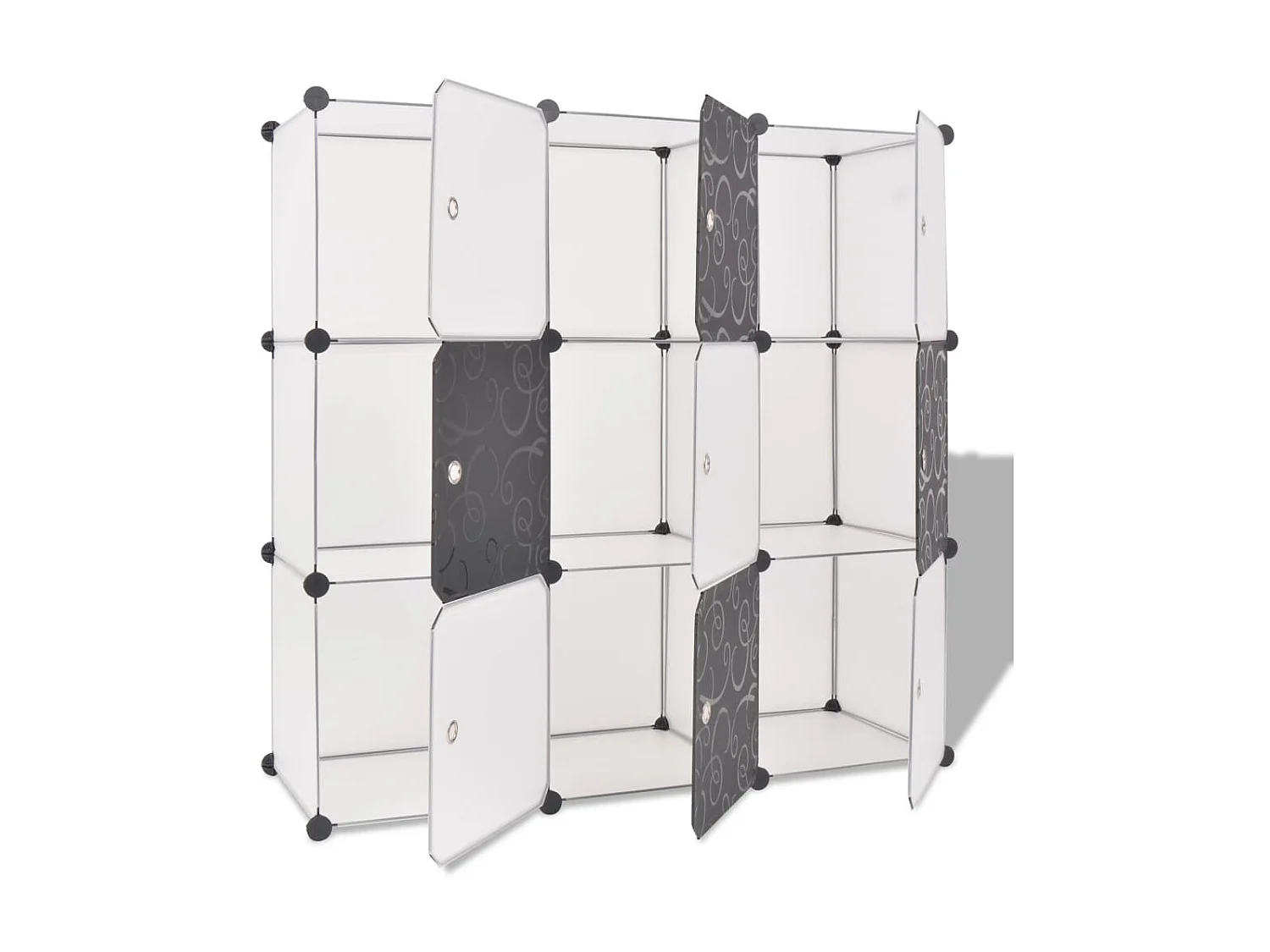 Organisateur de rangement cube avec 9 compartiments Noir-Blanc