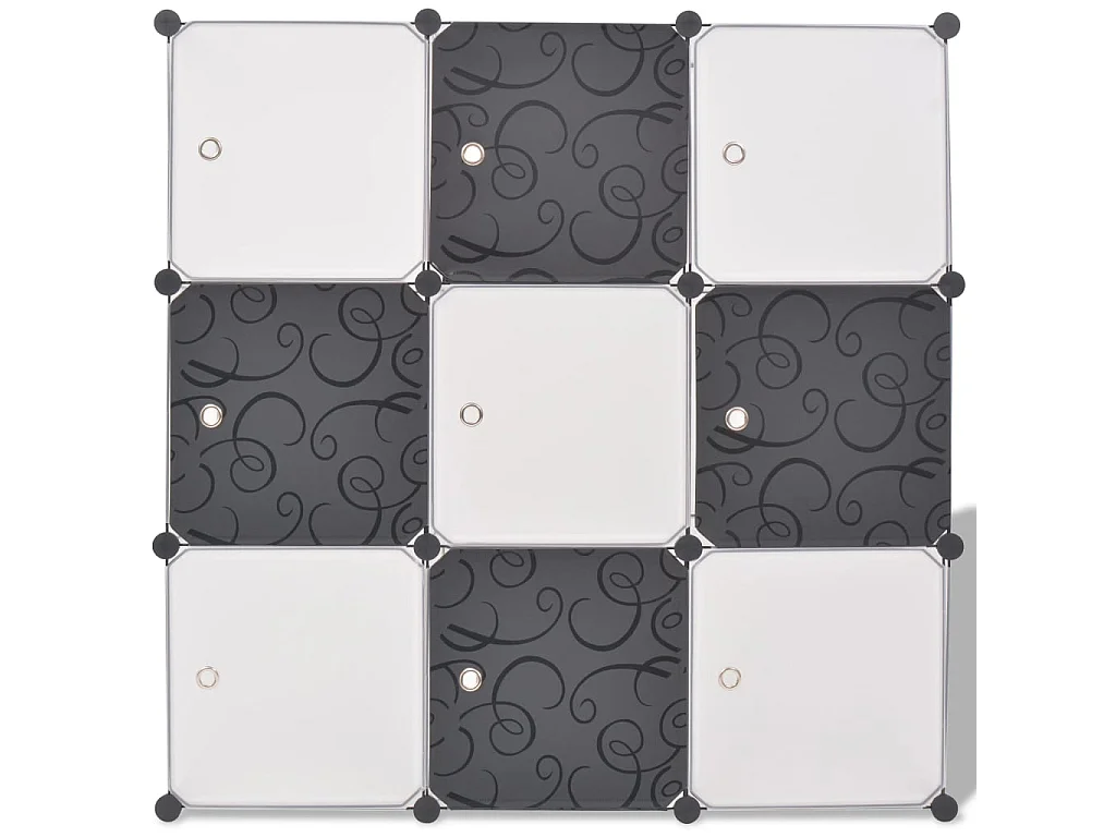 Organisateur de rangement cube avec 9 compartiments Noir-Blanc