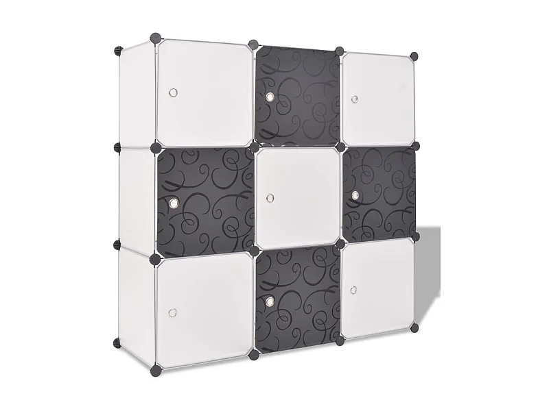 Organisateur de rangement cube avec 9 compartiments Noir-Blanc
