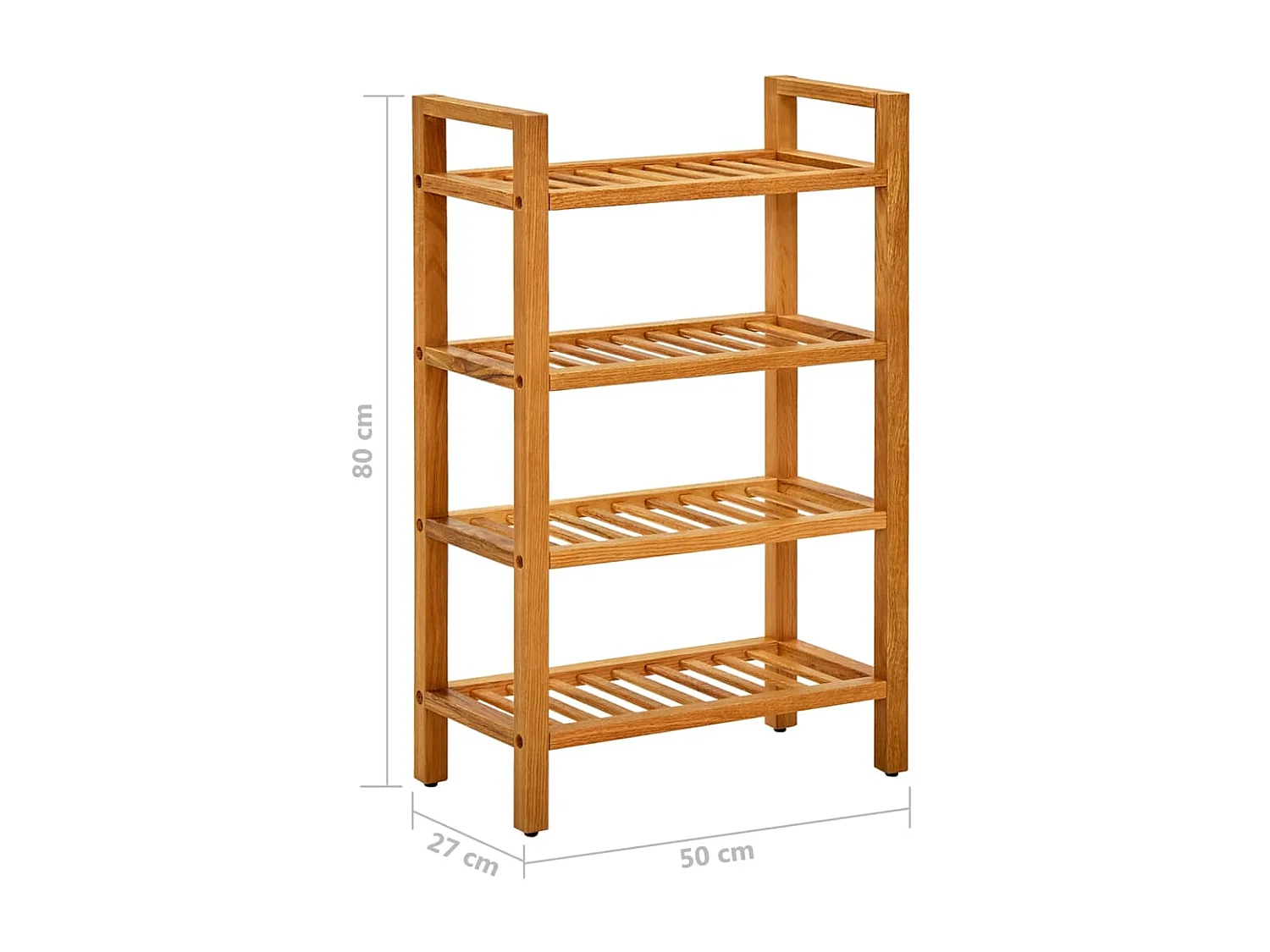 Étagère à chaussures à 4 niveaux 50x27x80 Chêne massif