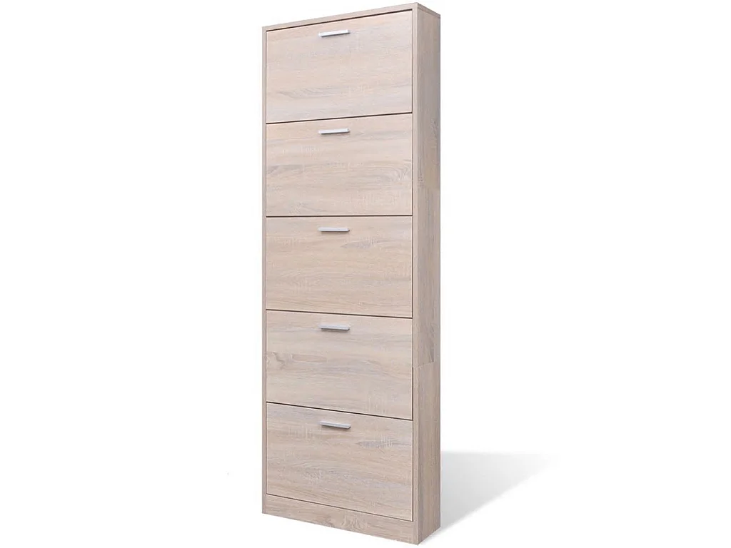 Meuble à chaussures en bois avec 5 compartiments Aspect chêne