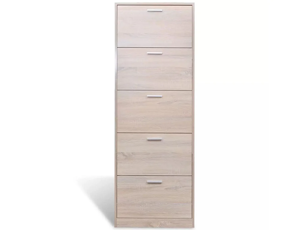 Meuble à chaussures en bois avec 5 compartiments Aspect chêne