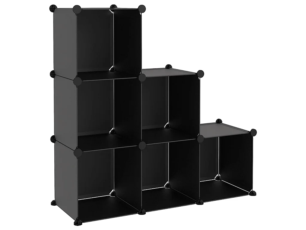 Cubes de rangement 6 pcs Noir PP