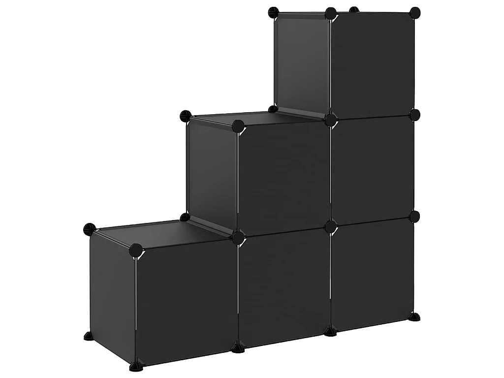 Cubes de rangement 6 pcs Noir PP
