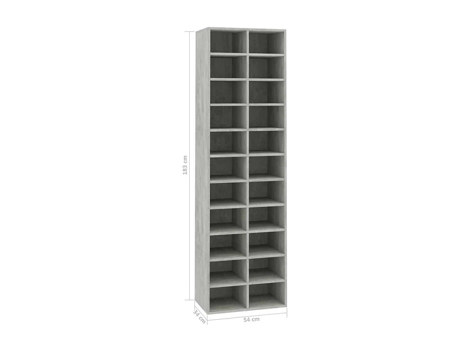 Armoire à chaussures Gris béton 54x34x183
