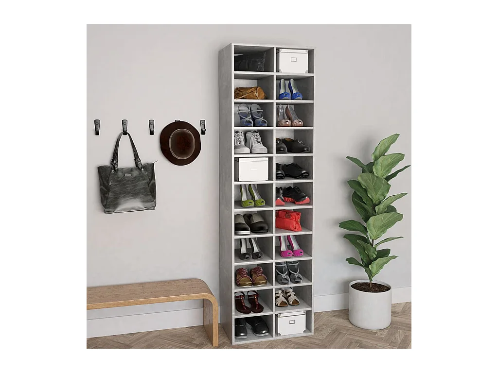 Armoire à chaussures Gris béton 54x34x183