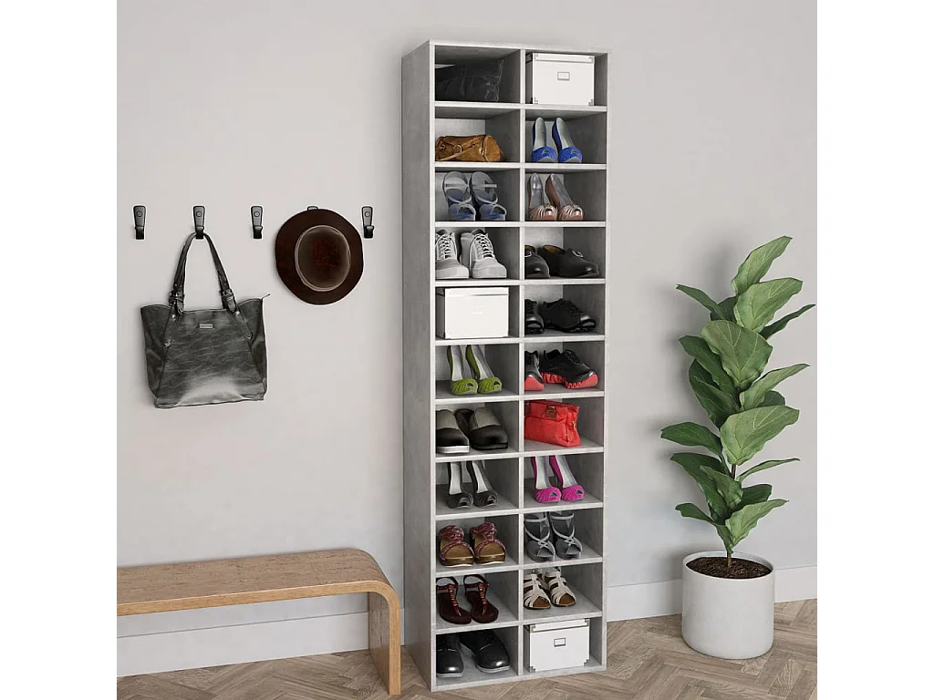 Armoire à chaussures Gris béton 54x34x183