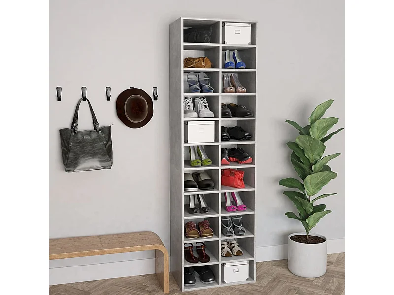 Armoire à chaussures Gris béton 54x34x183