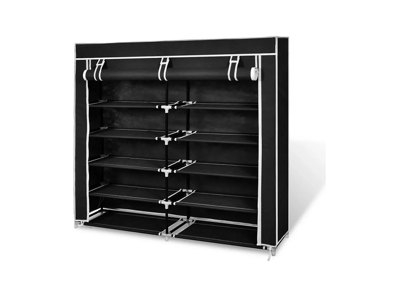 Armoire à chaussures avec housse 115 x 28x110 Tissu Noir