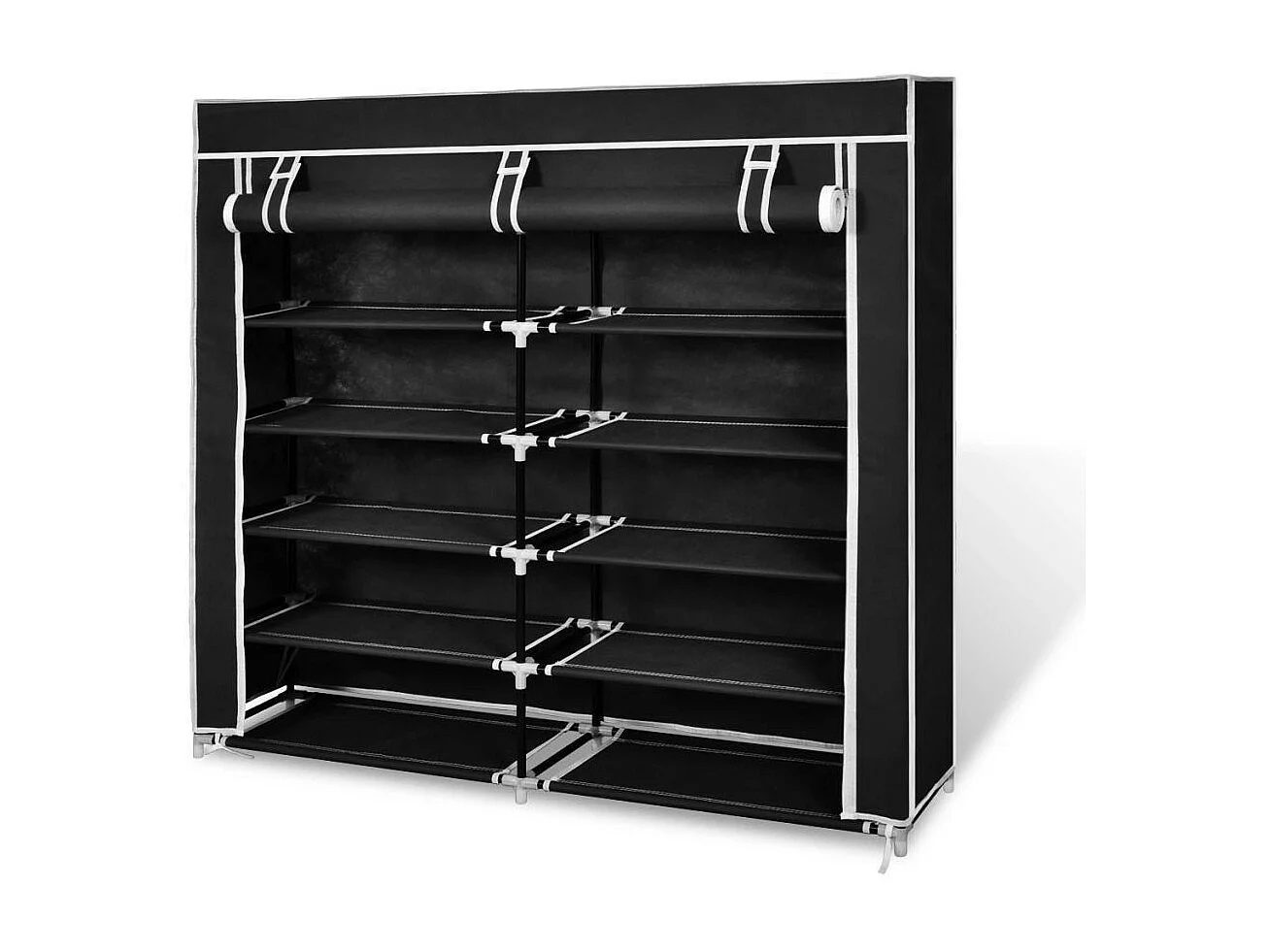 Armoire à chaussures avec housse 115 x 28x110 Tissu Noir