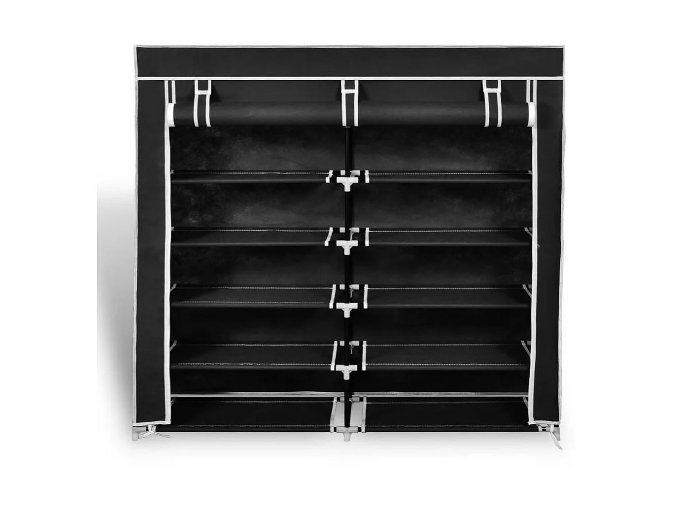 Armoire à chaussures avec housse 115 x 28x110 Tissu Noir