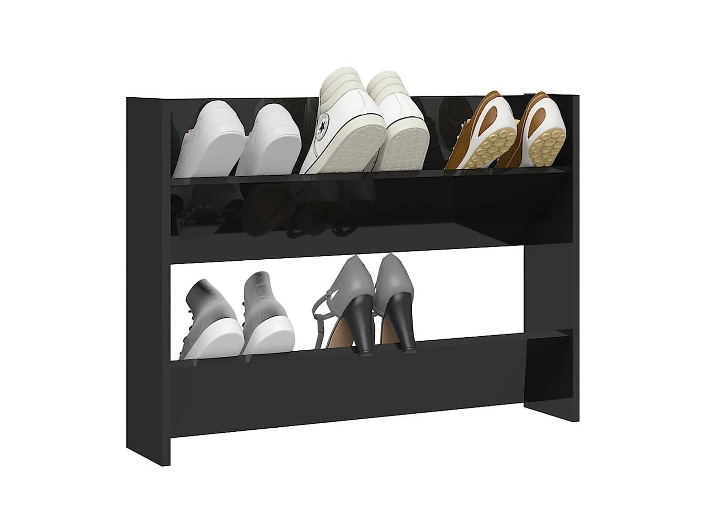 Armoire à chaussures murale Noir brillant 80x18x60
