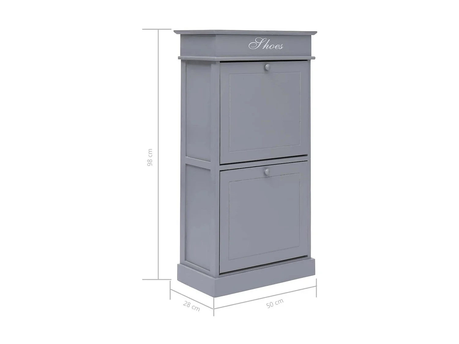 Armoire à chaussures Gris 50 x 28x98 Bois de Paulownia 2