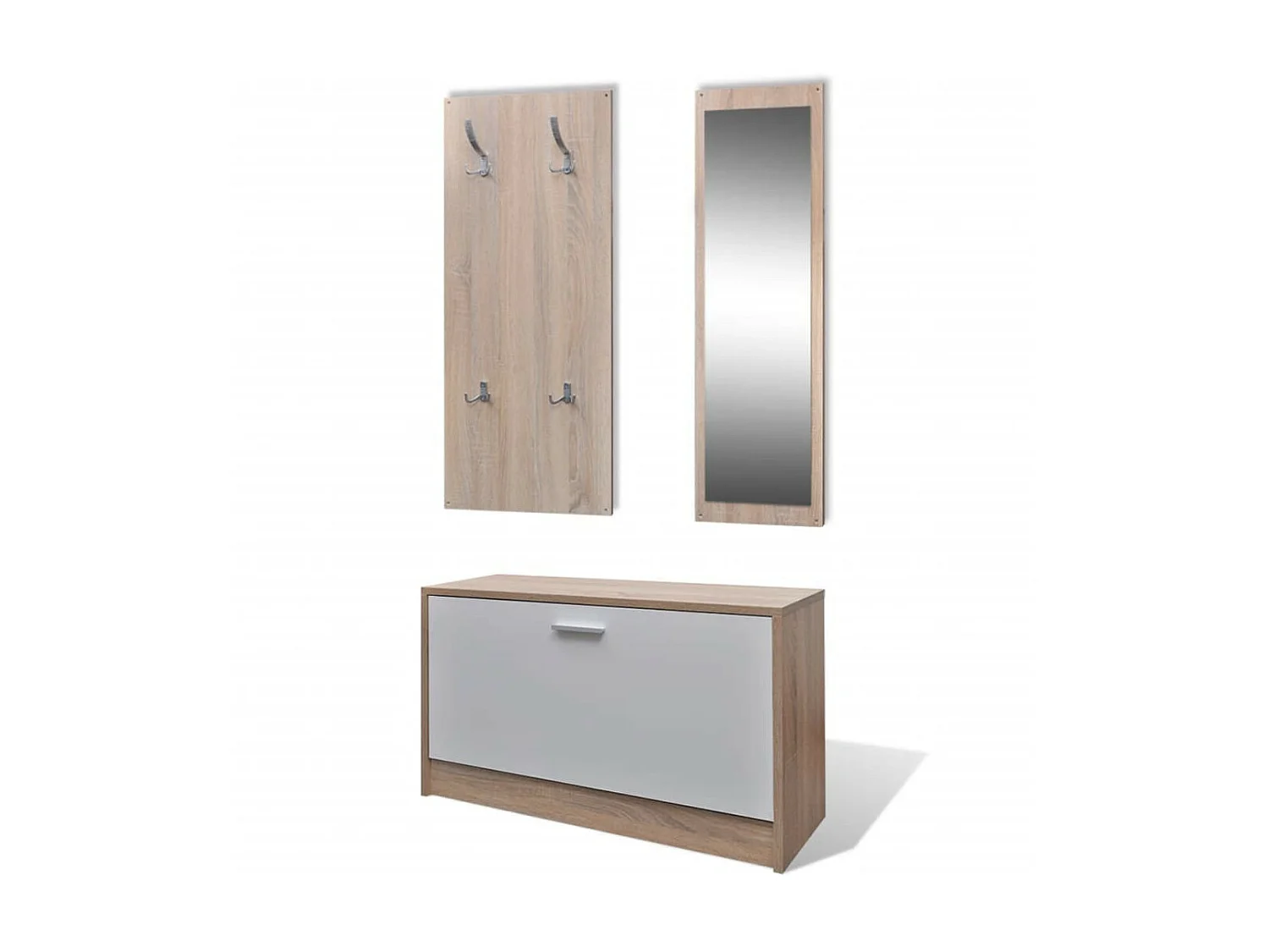 Armoire à chaussures 3-en-1 Bois Chêne et blanc