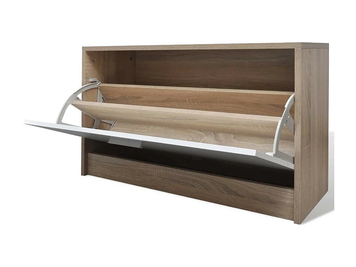 Armoire à chaussures 3-en-1 Bois Chêne et blanc