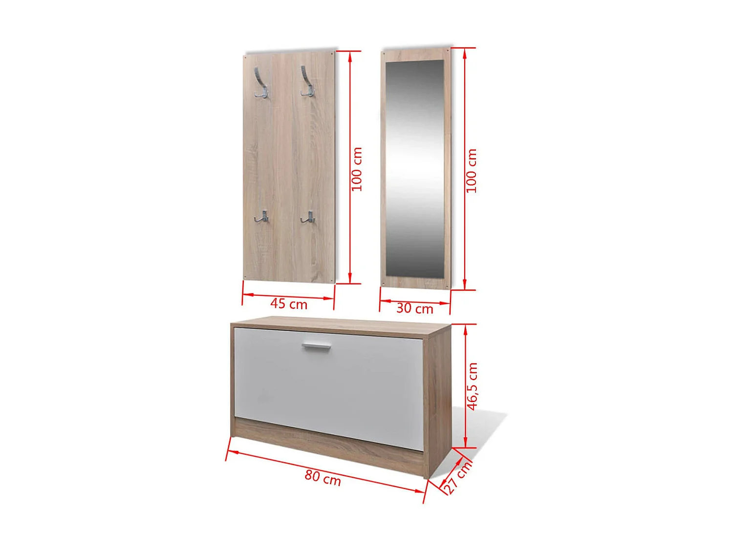 Armoire à chaussures 3-en-1 Bois Chêne et blanc