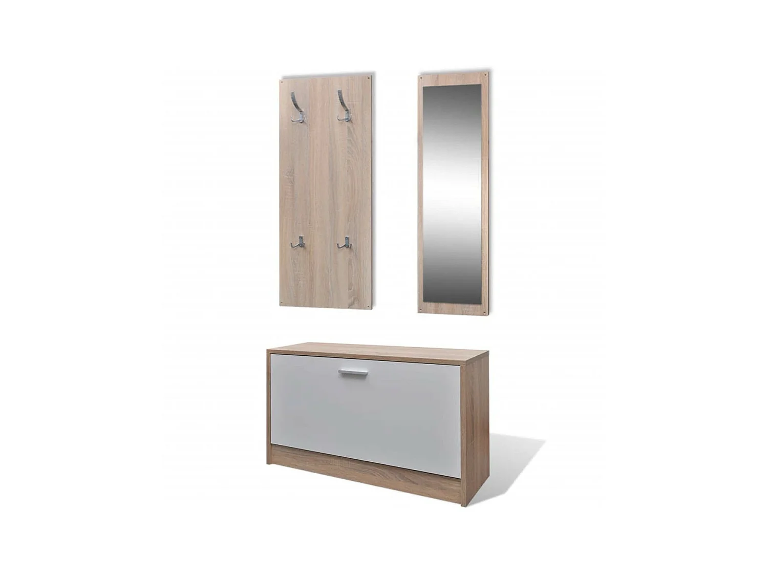 Armoire à chaussures 3-en-1 Bois Chêne et blanc