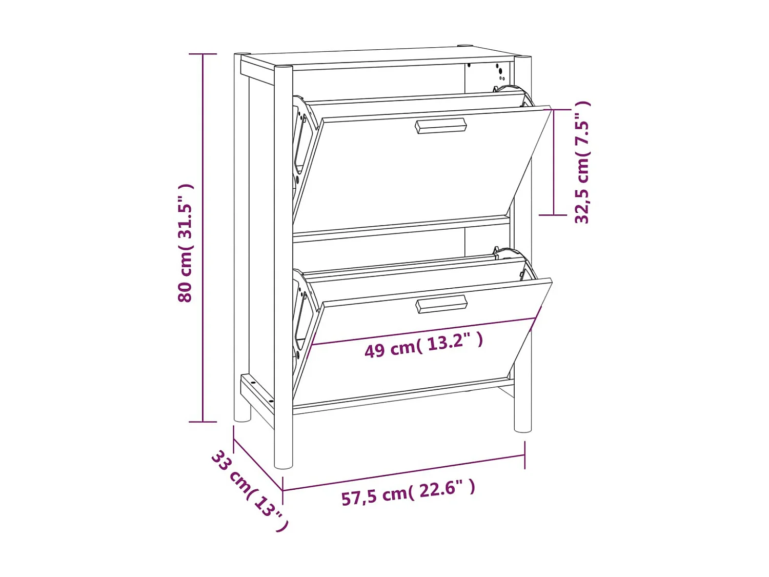 Armoire à chaussures 57,5x33x80 Bois d'ingénierie