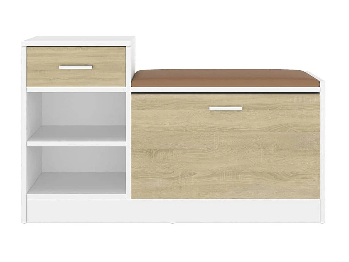 Banc à chaussures Chêne et blanc Sonoma 94,5x31x57