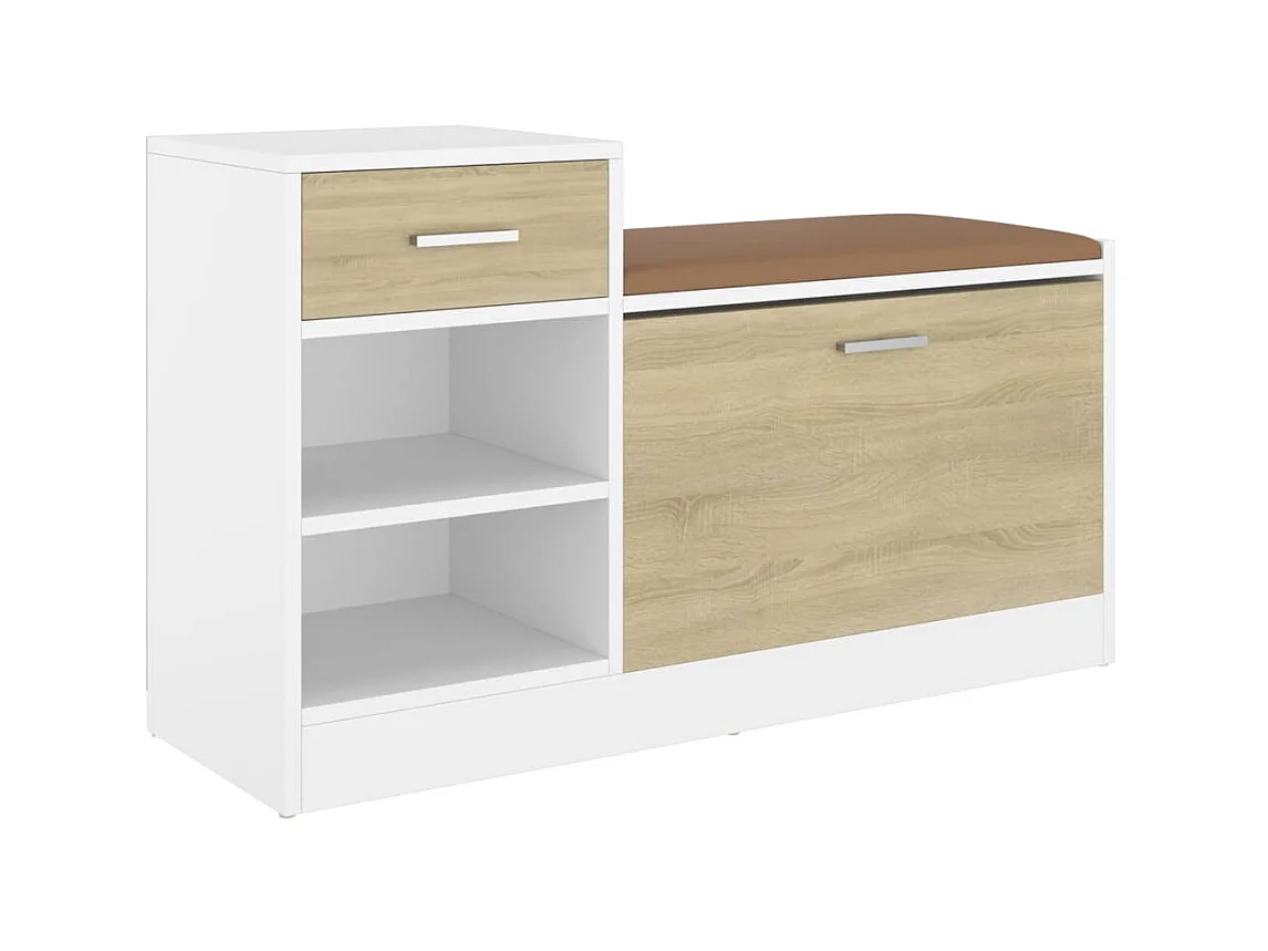 Banc à chaussures Chêne et blanc Sonoma 94,5x31x57