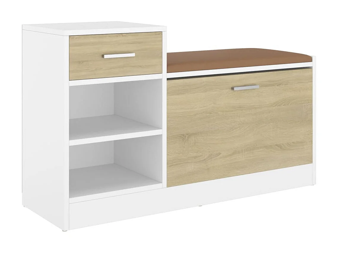 Banc à chaussures Chêne et blanc Sonoma 94,5x31x57