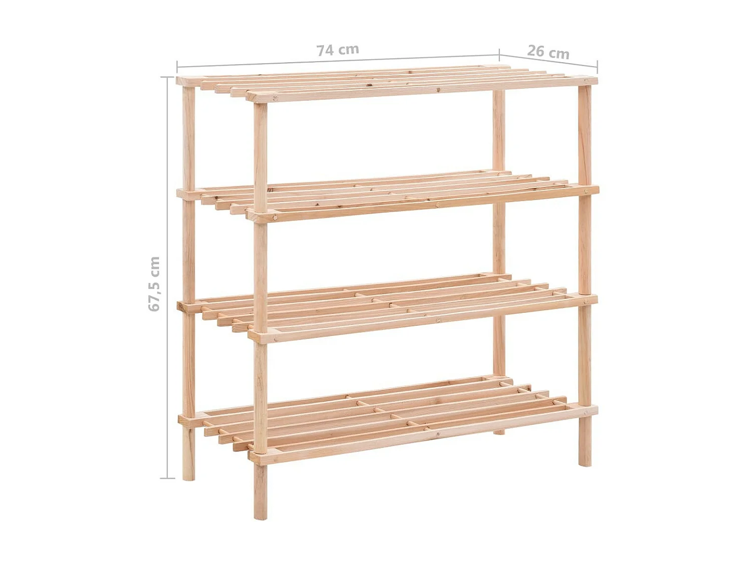 Range-chaussures à 4 étagères Bois de sapin solide