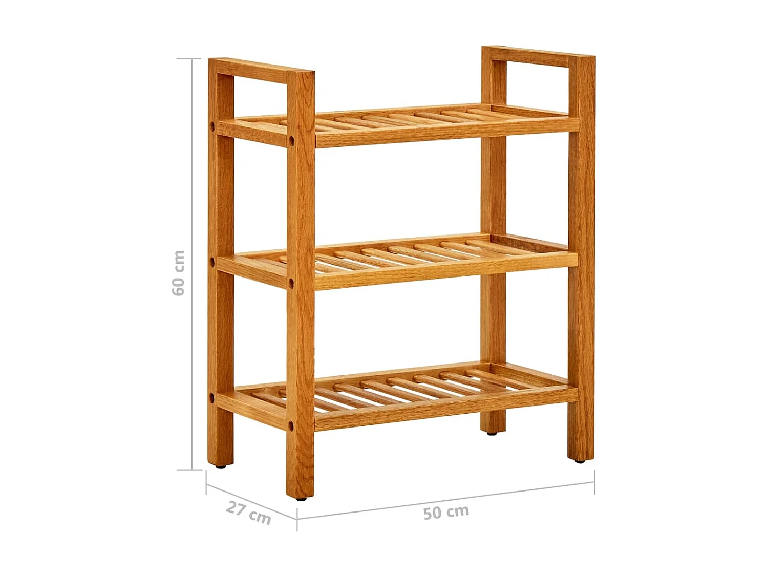 Étagère à chaussures à 3 niveaux 50x27x60 Chêne massif