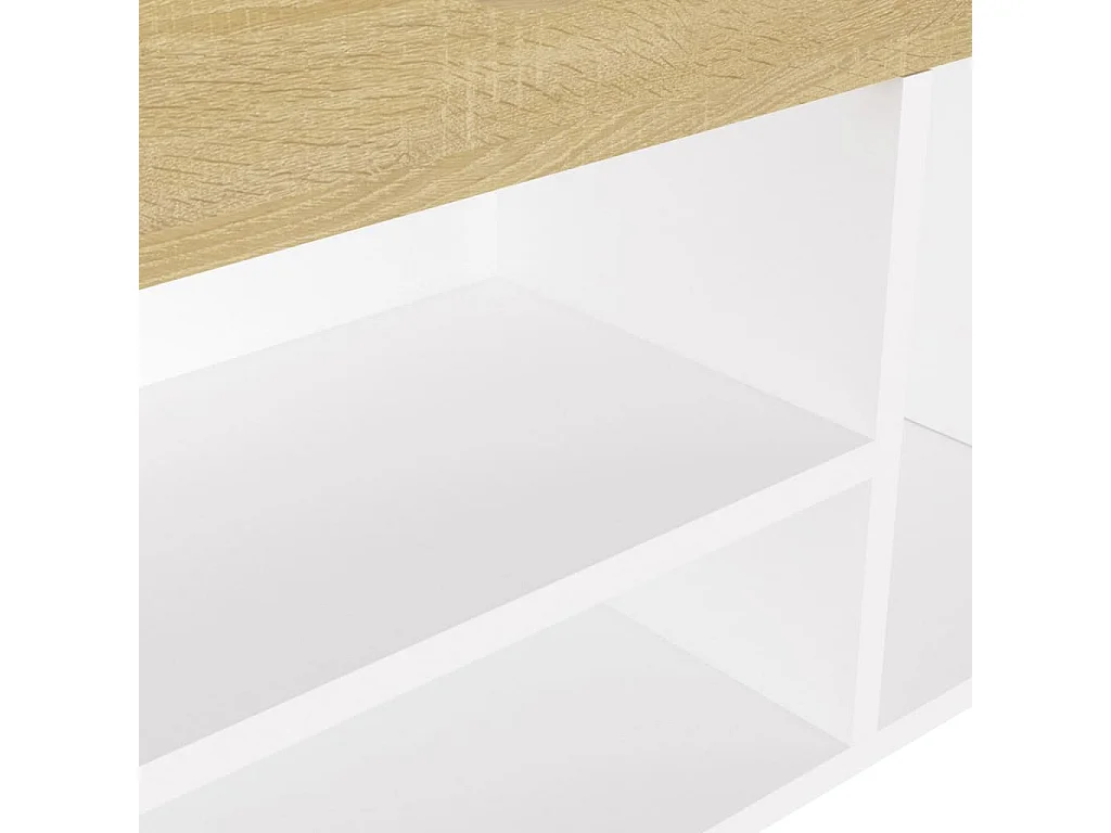 Banc à chaussures coussin Blanc et chêne 104x30x49