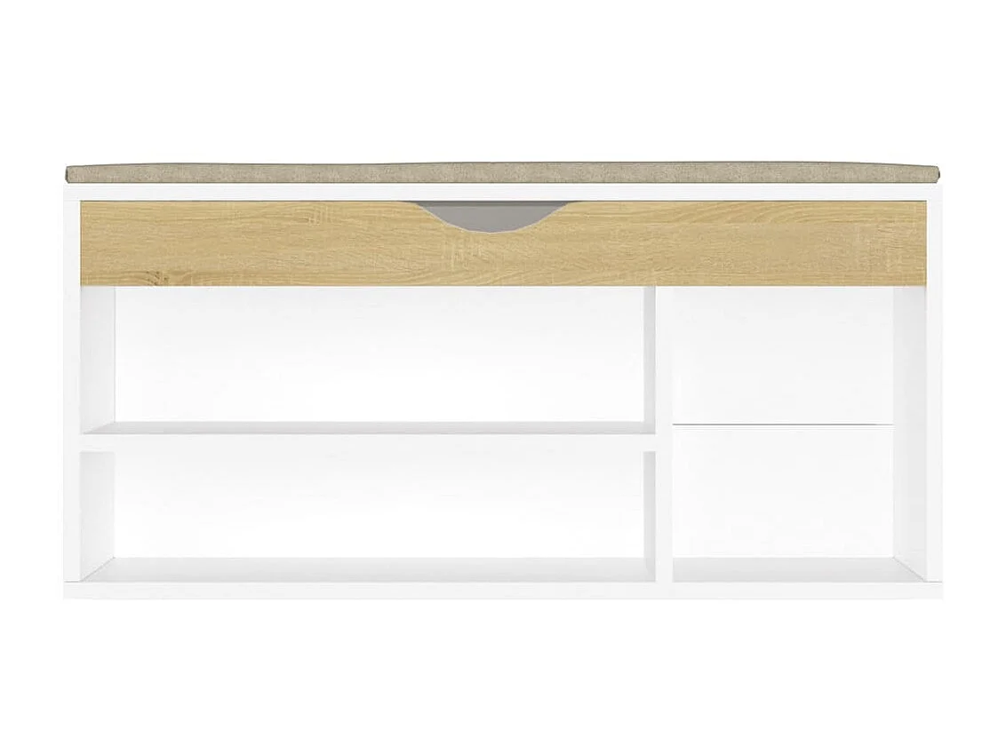 Banc à chaussures coussin Blanc et chêne 104x30x49