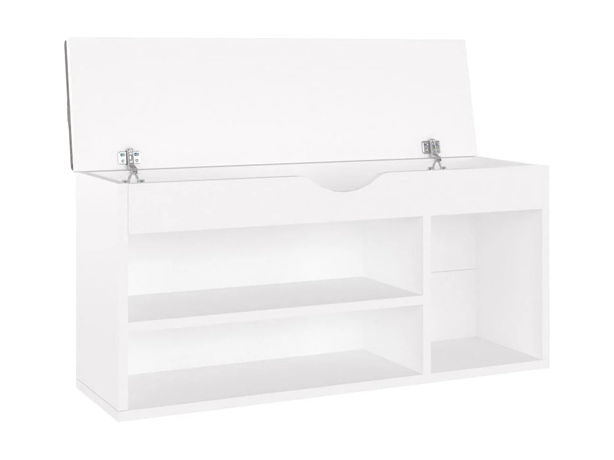 Schoenenbank met kussen 104x30x49 cm bewerkt hout wit