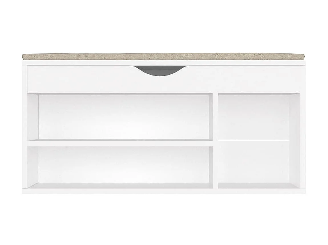 Schoenenbank met kussen 104x30x49 cm bewerkt hout wit