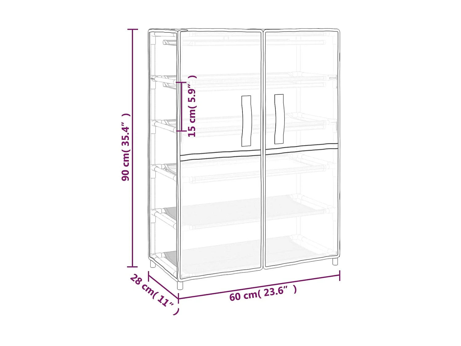 Armoire à chaussures Noir 60x28x90 Tissu