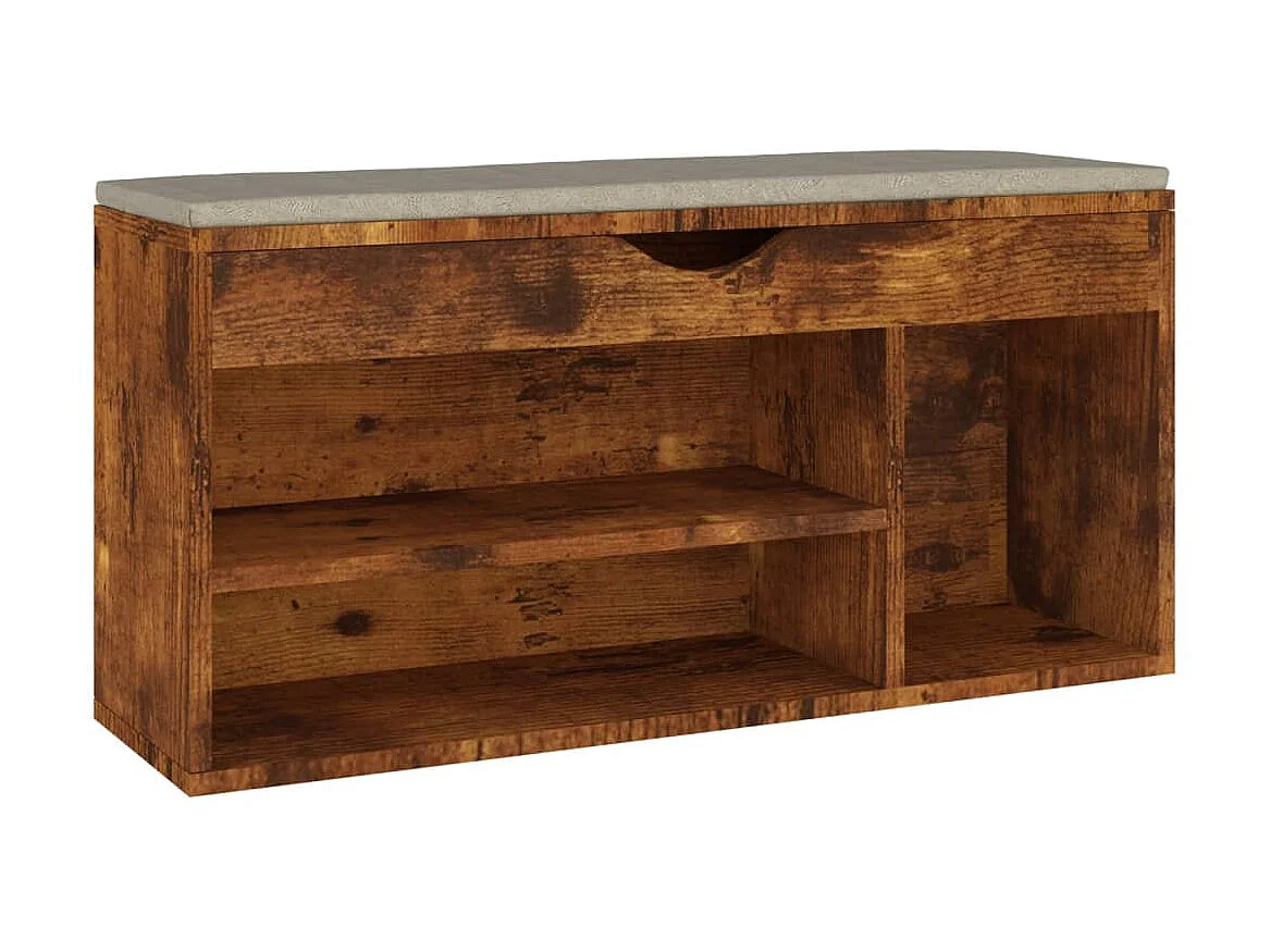 Banc à chaussures avec coussin Chêne fumé 104x30x49