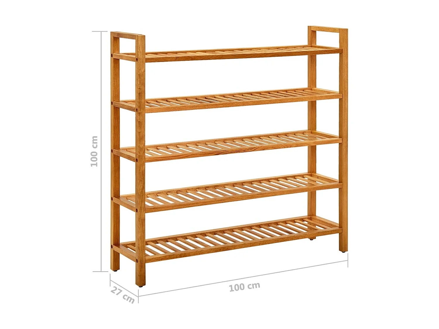 Étagère à chaussures à 5 niveaux 100x27x100 Chêne massif
