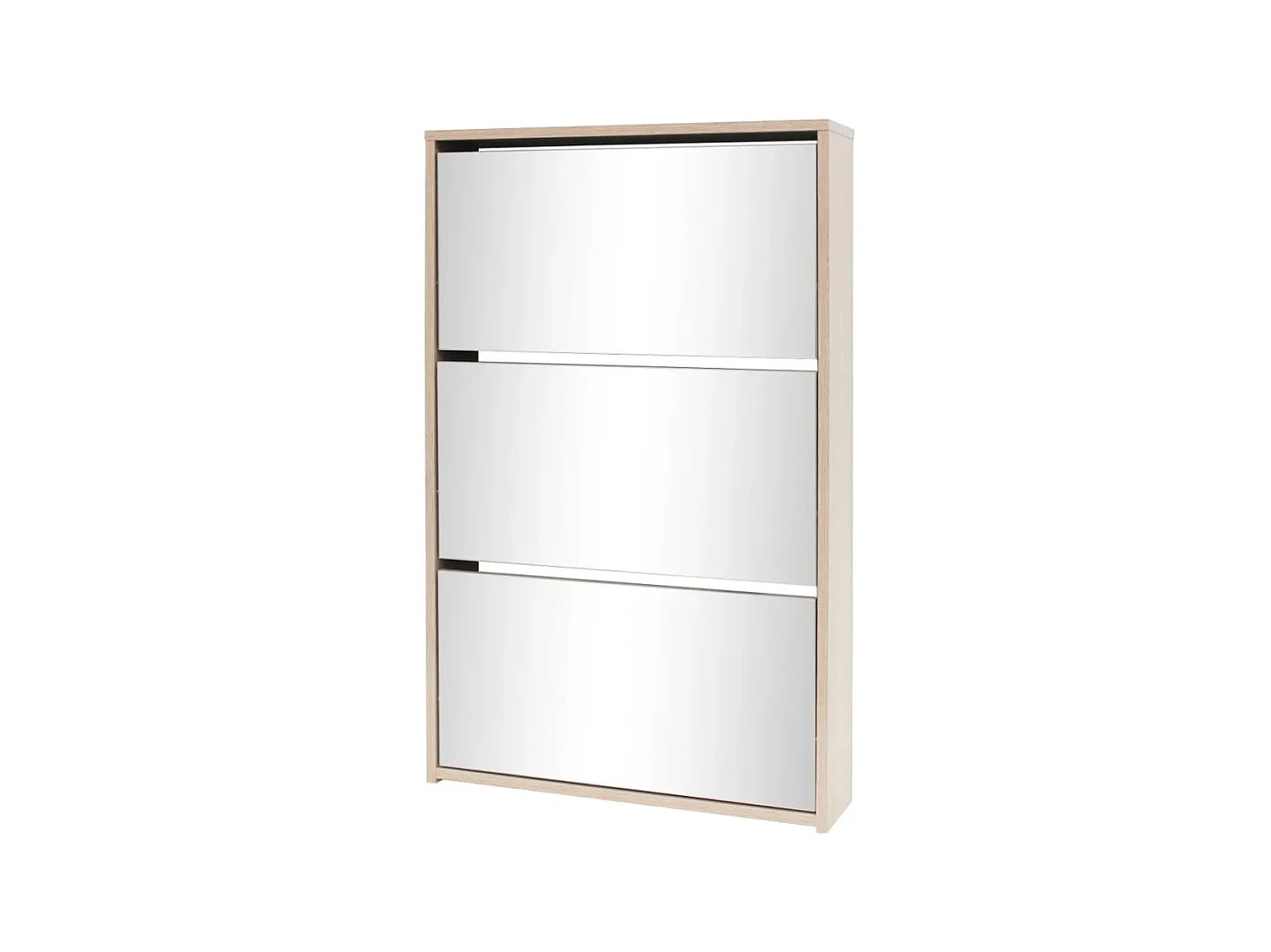 Meuble à chaussures 3 étagères Miroir 63 x 17x102,5 Chêne