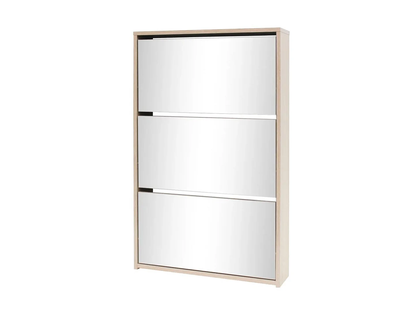 Meuble à chaussures 3 étagères Miroir 63 x 17x102,5 Chêne