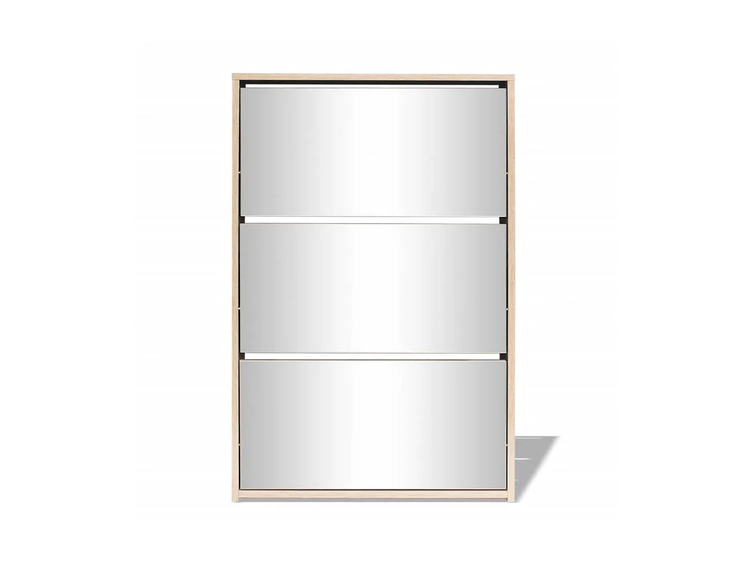 Meuble à chaussures 3 étagères Miroir 63 x 17x102,5 Chêne