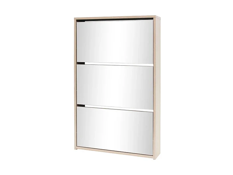 Meuble à chaussures 3 étagères Miroir 63 x 17x102,5 Chêne
