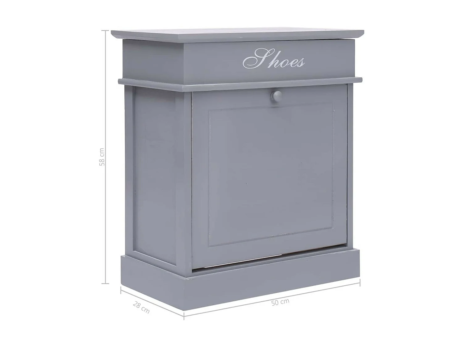 Armoire à chaussures Gris 50 x 28x58 Bois de Paulownia