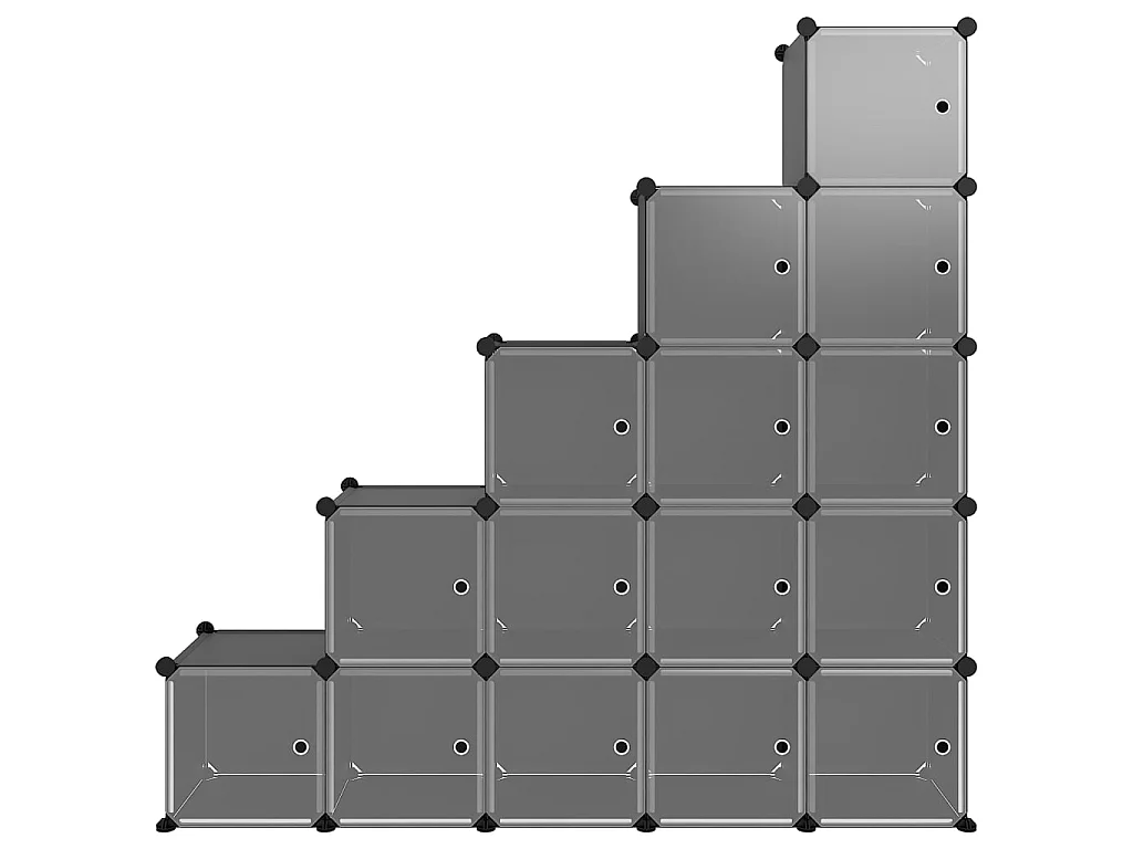 Cubes de rangement 15 pcs avec portes Noir PP