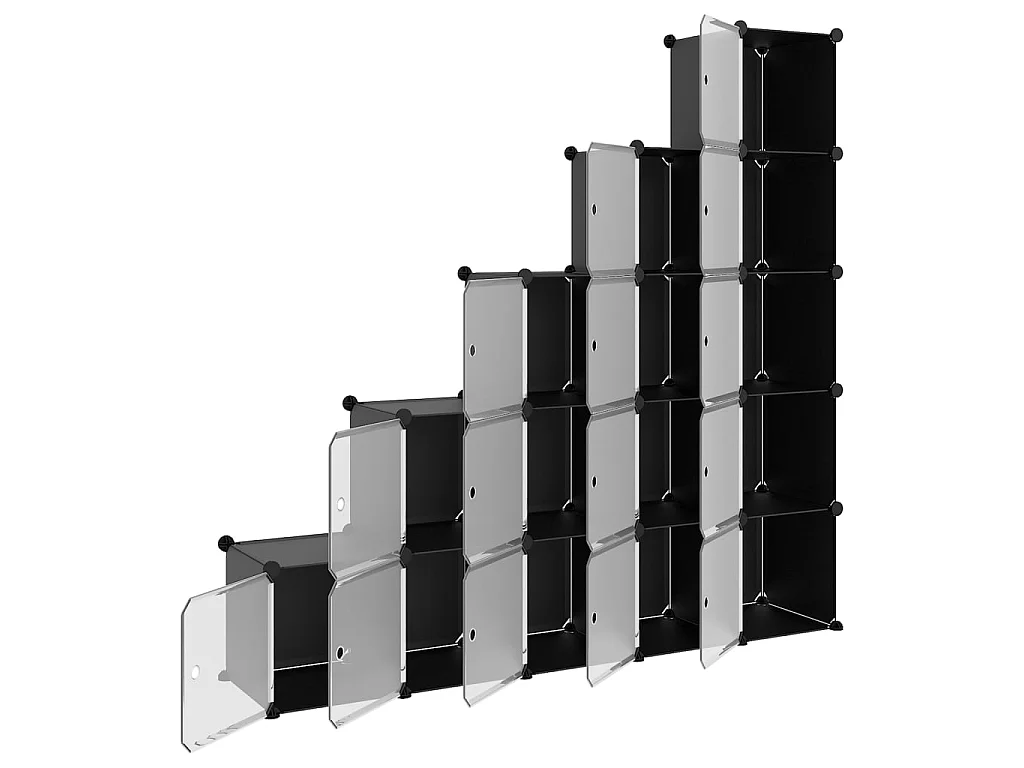Cubes de rangement 15 pcs avec portes Noir PP